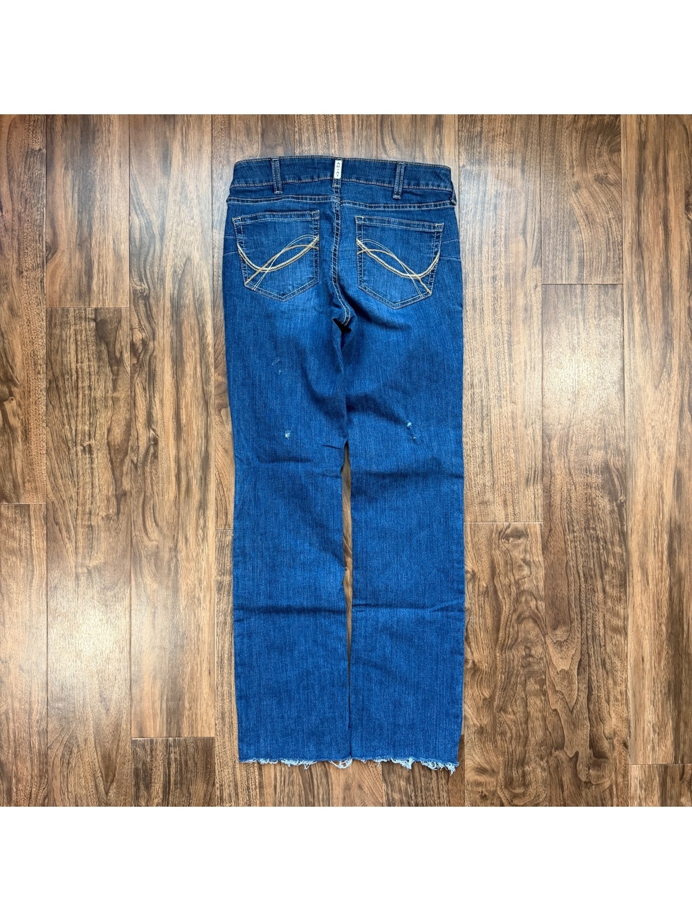 Ariat REAL Denim Distressed Raw Hem Jeans 30L Blue Western Rodeo